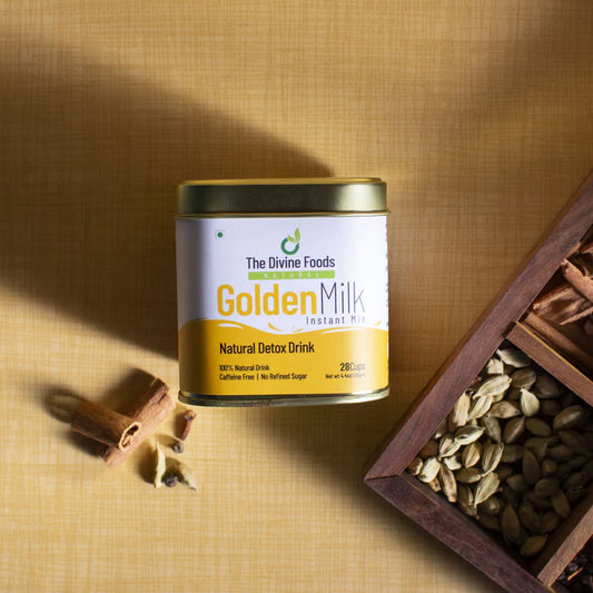Golden Milk Instant Mix | Natural Detox Drink with High Curcumin | Turmeric Latte Hot or Iced | Haldi Tea | Antioxidant & Anti-Inflammatory Drink (28cups /125gm)