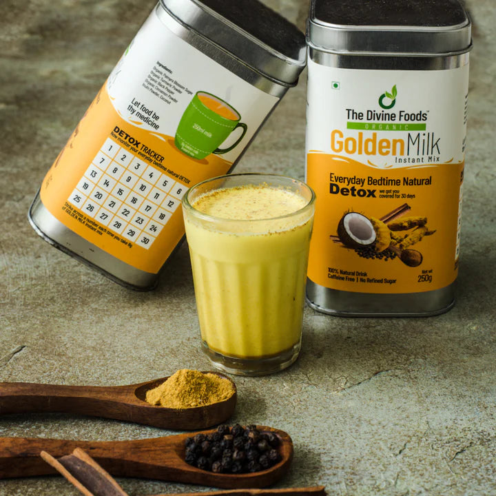 Golden Milk Instant Mix | Natural Detox Drink with High Curcumin | Turmeric Latte Hot or Iced | Haldi Tea | Antioxidant & Anti-Inflammatory Drink (56cups /250gm)