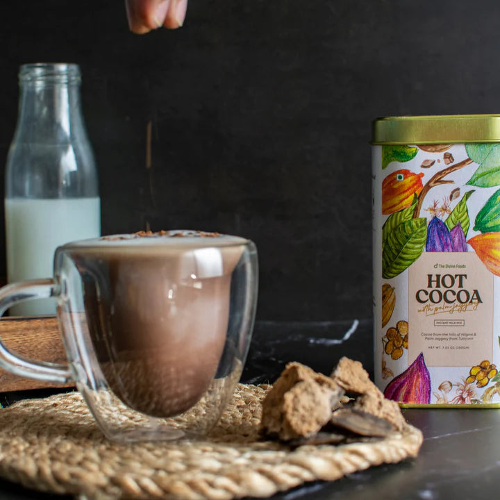 Drinking Chocolate (Hot Cocoa) Instant Mix Made with Palm Jaggery | Finest Jaggery and Cocoa (28cups/200gm)