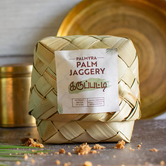 100% Pure, Natural and Unrefined Palmyra Palm Jaggery (Karuppatti) - 500 gm